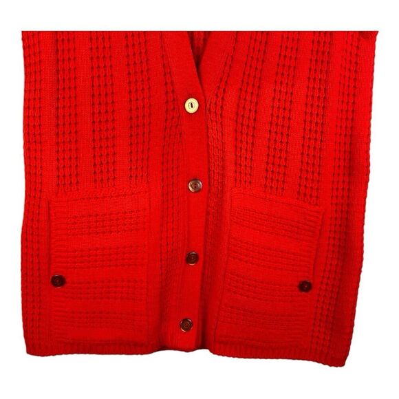 Vintage LeRoy Women's Knit Sweater Vest Red/Orange M/L - Picture 3 of 9